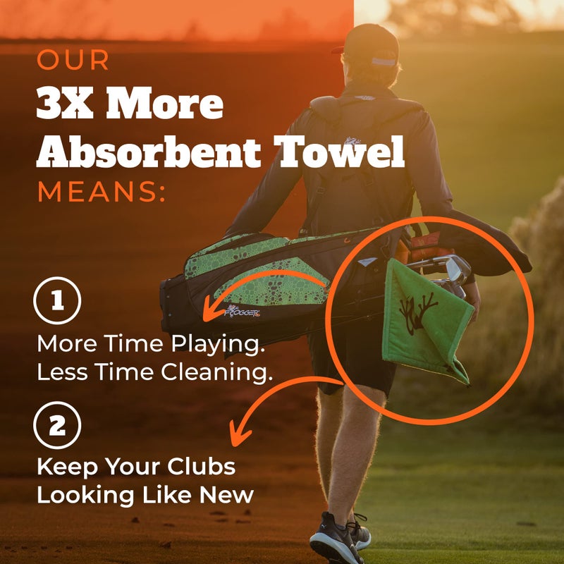 Frogger Amphibian 2-in-1 Golf Towel with Wet and Dry Technology, Blue/Black, Premium Golf Bag Accessory with Carabiner Clip, Ultra Absorbent, for Golf Dads - Image 3